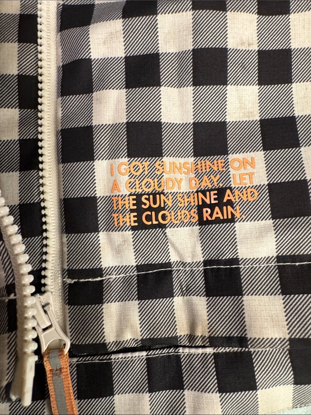 Lightweight Checked Windbreaker Raincoat with Detachable Hood
